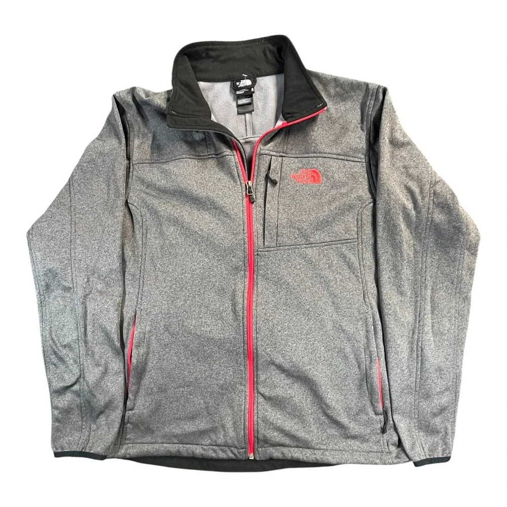 The North Face Apex Bionic Softshell Jacket Mens XL Gray Red WindWall Full Zip